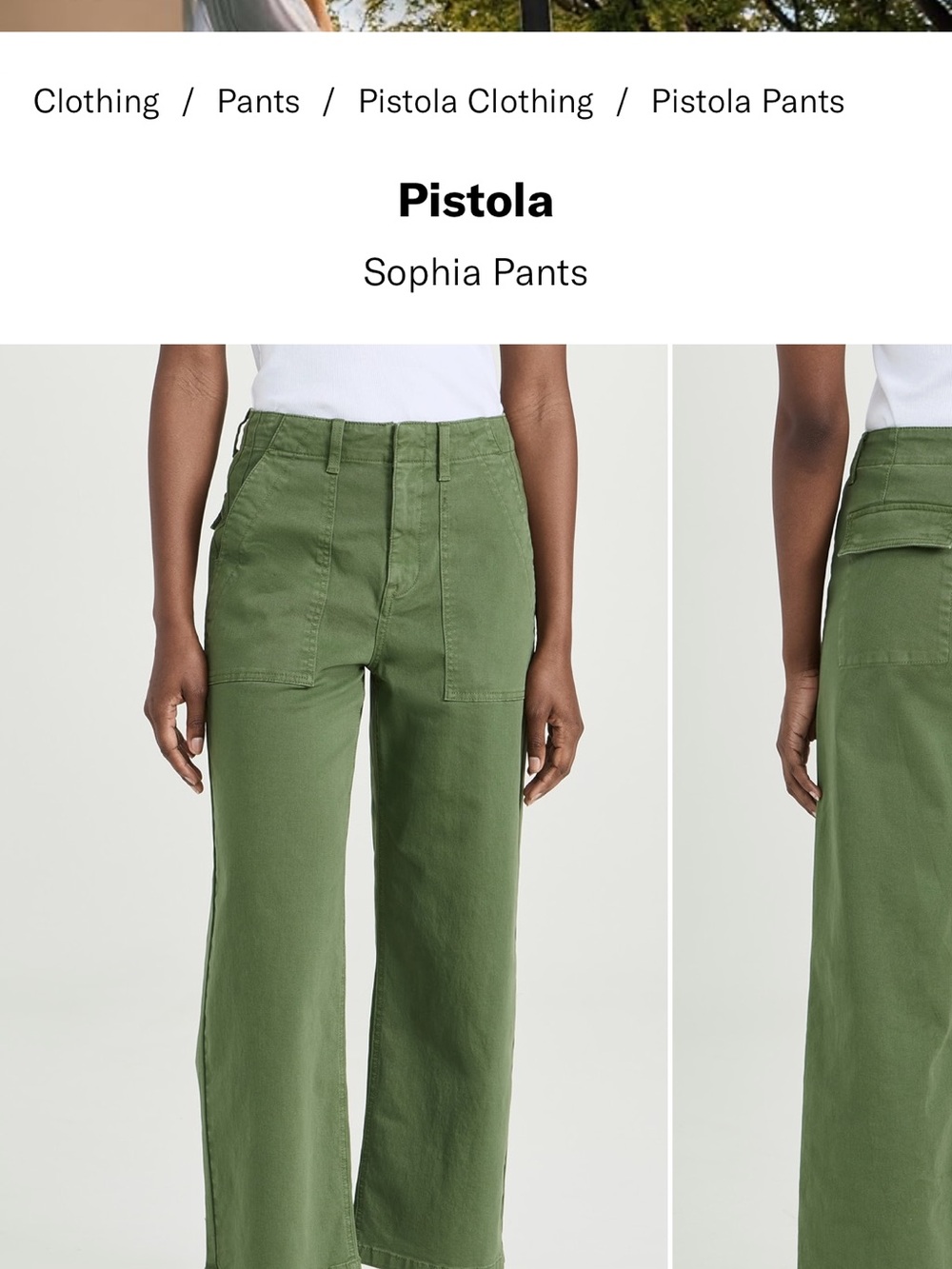 Pistola Olive Green Wide-Leg Utility Pants